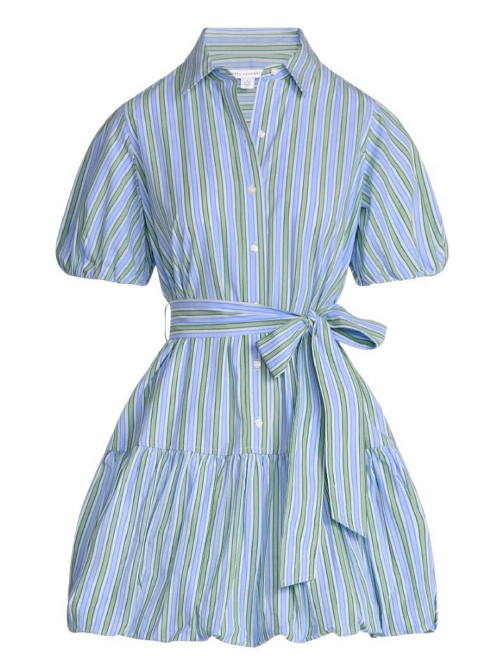 🩵FREE ASSEMBLY WOMEN'S COTTON MINI DRESS WITH PUFF SLEEVES